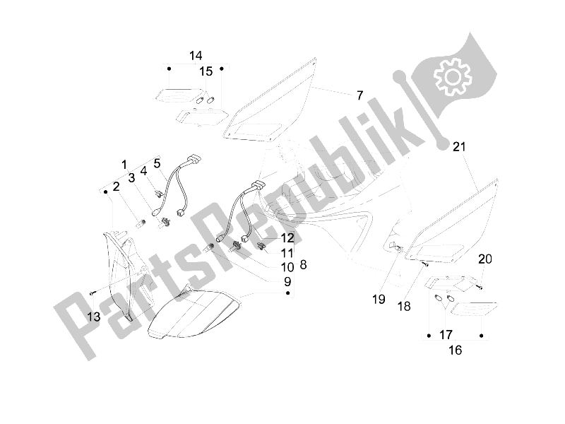 All parts for the Front Headlamps - Turn Signal Lamps of the Gilera Nexus 250 SP E3 2006