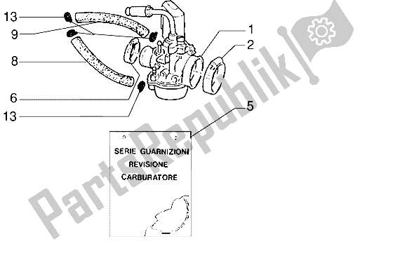 All parts for the Carburettor of the Gilera DNA 50 1998