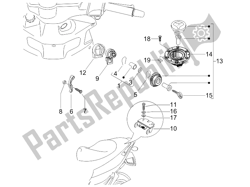All parts for the Locks of the Gilera Runner 50 SP 2007