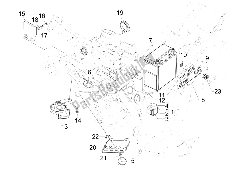 Toutes les pièces pour le Télécommandes - Batterie - Klaxon du Gilera GP 800 2007