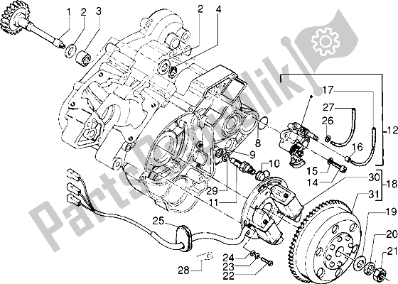 All parts for the Flywheel Magneto of the Gilera RK 50 1998