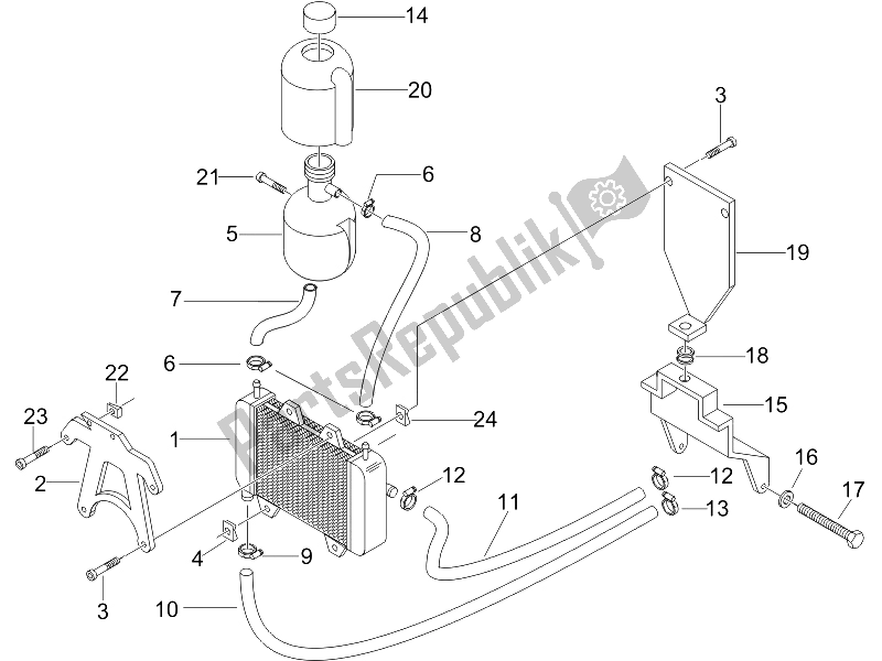 All parts for the Cooling System of the Gilera DNA 50 2006