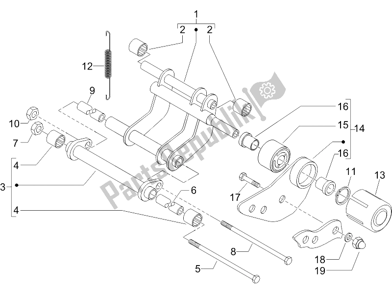 Toutes les pièces pour le Bras Oscillant du Gilera Runner 200 VXR 4T Race E3 UK 2006