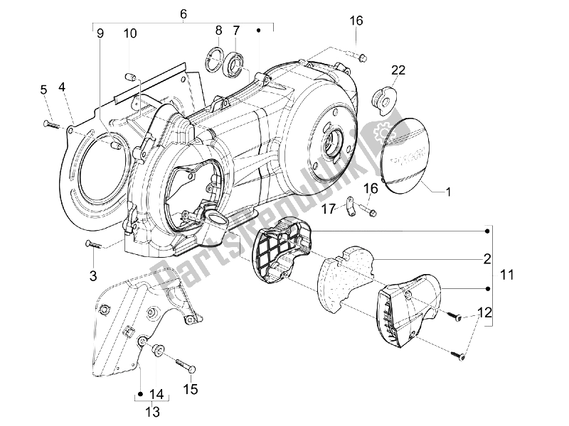 Todas las partes para Tapa Del Cárter - Enfriamiento Del Cárter de Gilera Nexus 125 E3 2007