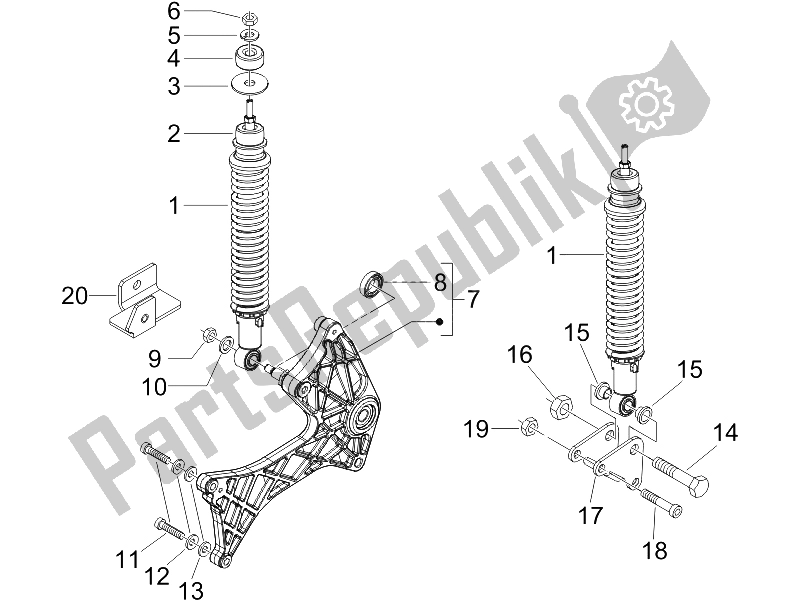 All parts for the Rear Suspension - Shock Absorber/s of the Gilera Runner 200 VXR 4T Race E3 2006