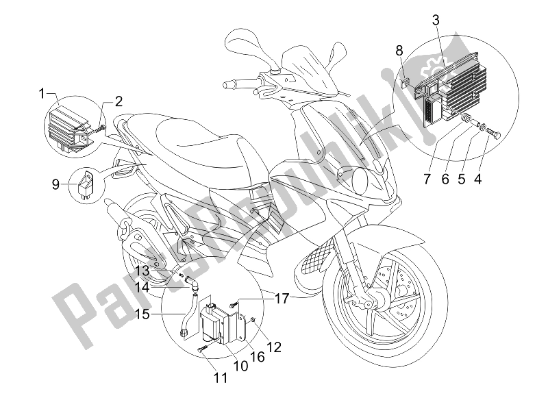 Toutes les pièces pour le Régulateurs De Tension - Unités De Commande électronique (ecu) - H. T. Bobine du Gilera Runner 50 Pure JET SC UK 2005