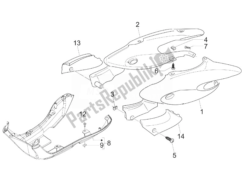 Toutes les pièces pour le Couvercle Latéral - Spoiler du Gilera Stalker 50 2007