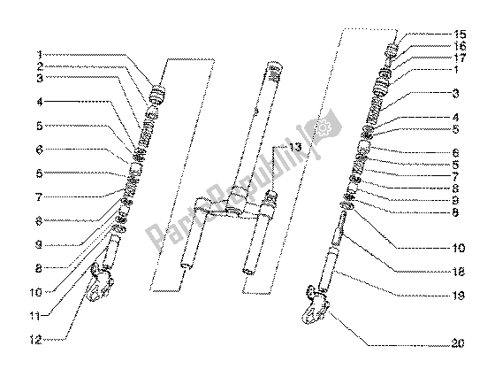 Todas as partes de Peças Componentes Do Garfo Dianteiro (modelo 97-98-99) do Gilera Runner 180 FXR 2T 1998