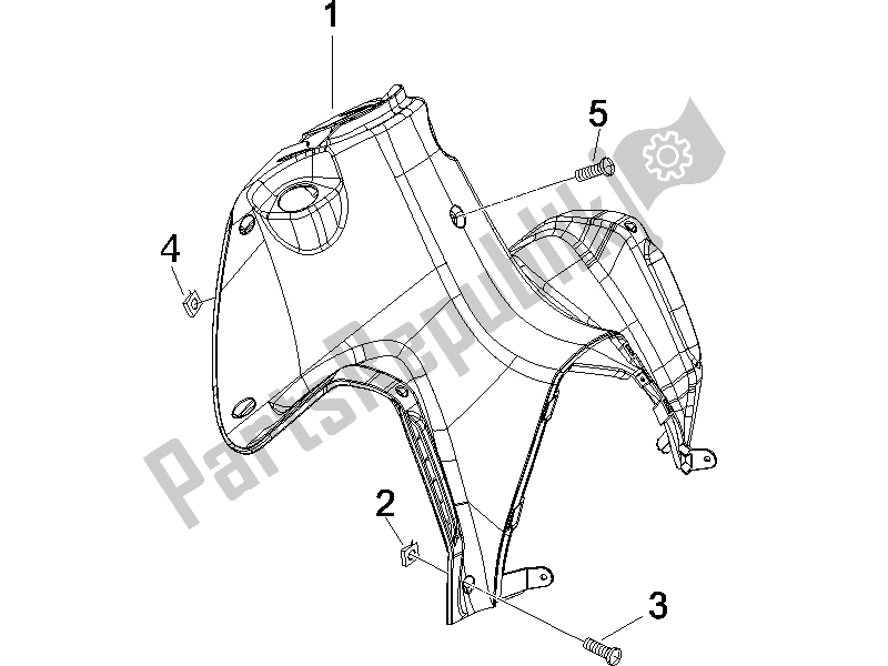 All parts for the Front Glove-box - Knee-guard Panel of the Gilera Runner 200 VXR 4T Race E3 UK 2006