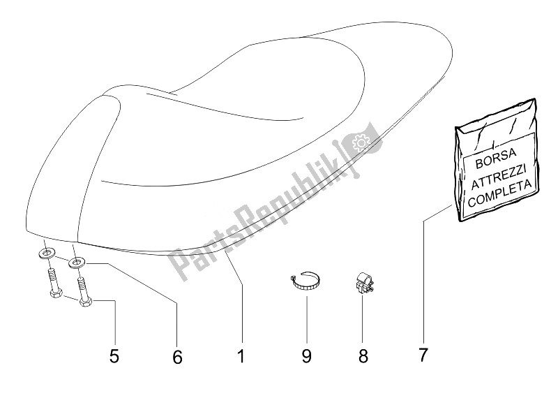 All parts for the Saddle/seats of the Gilera Runner 50 SP 2008