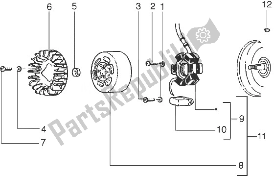 Tutte le parti per il Volano Magneto del Gilera Stalker 50 1998