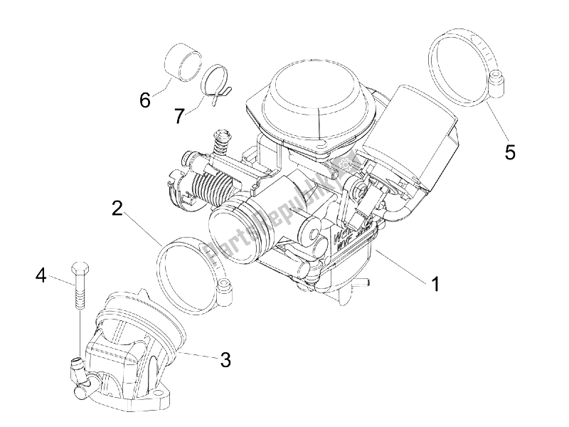 Tutte le parti per il Carburatore, Gruppo - Raccordo del Gilera Runner 200 VXR 4T E3 UK 2006