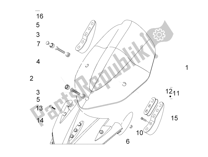 All parts for the Windshield - Glass of the Gilera Nexus 500 E3 2006