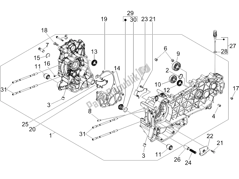 Tutte le parti per il Carter del Gilera Runner 200 VXR 4T Race E3 2006