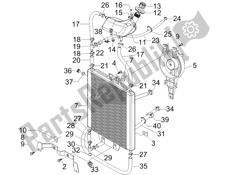 All parts for the Cooling System of the Gilera Runner 125 VX 4T E3 Serie Speciale 2007