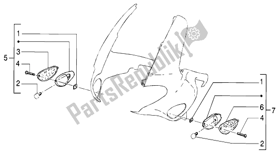 All parts for the Front Direction Indicators of the Gilera Runner 50 Purejet 1998