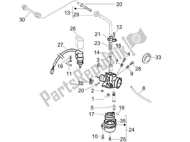 All parts for the Carburetor's Components of the Gilera Runner 50 SP 2007