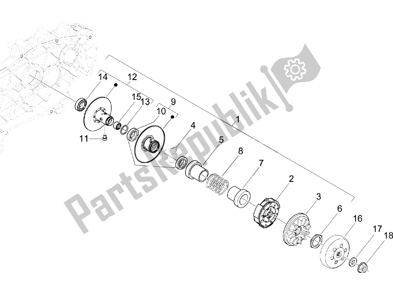 All parts for the Driven Pulley of the Gilera Runner 125 ST 4T E3 2008