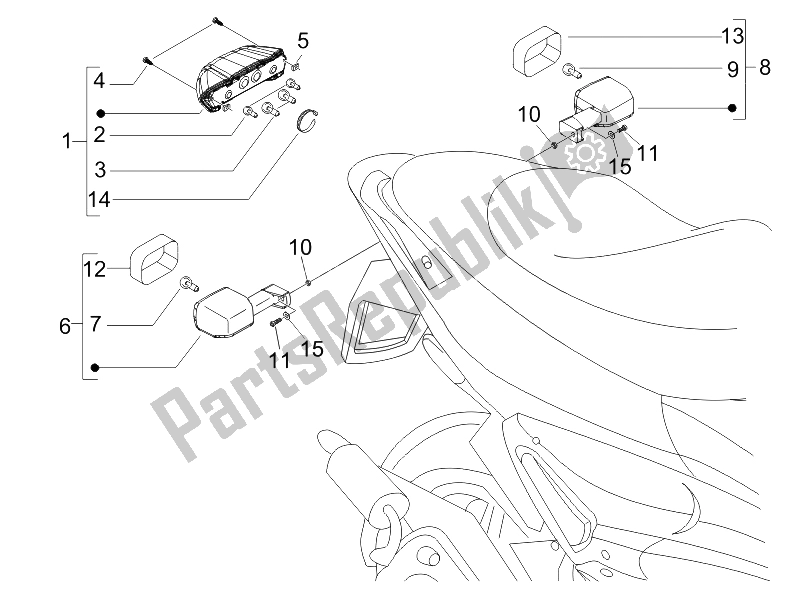 All parts for the Rear Headlamps - Turn Signal Lamps of the Gilera Runner 50 Pure JET Race CH 2006