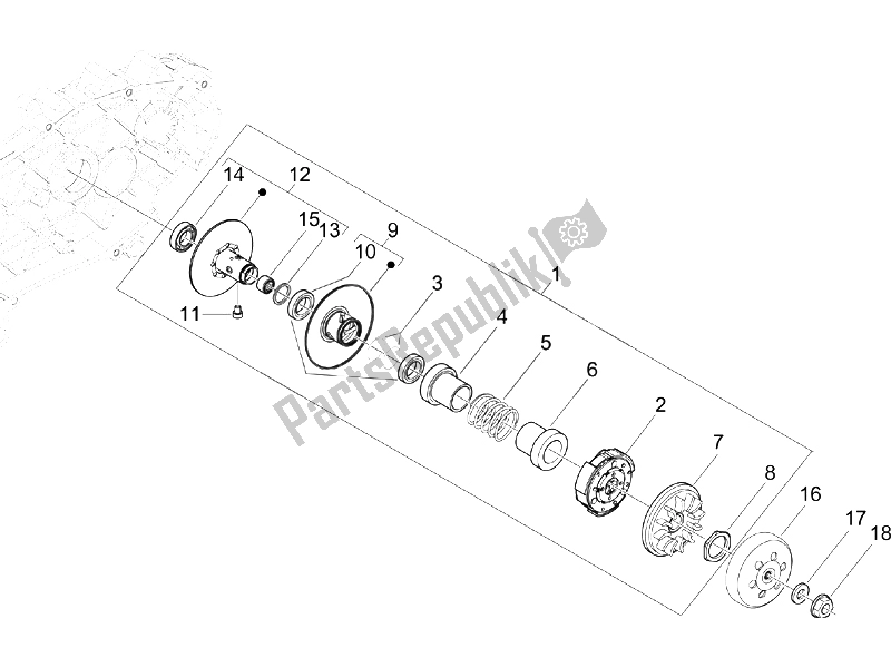 Toutes les pièces pour le Poulie Menée du Gilera Nexus 125 IE E3 2009