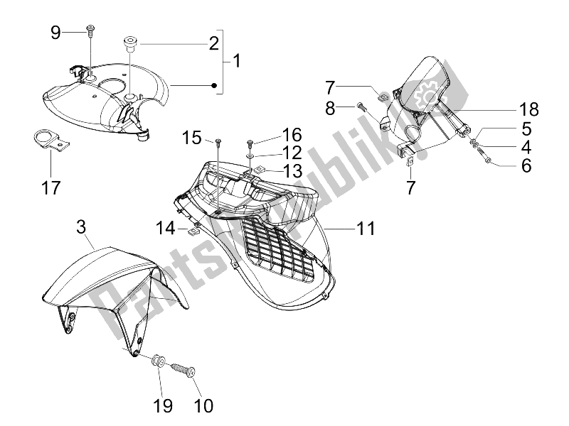 All parts for the Wheel Huosing - Mudguard of the Gilera Runner 50 SP 2007