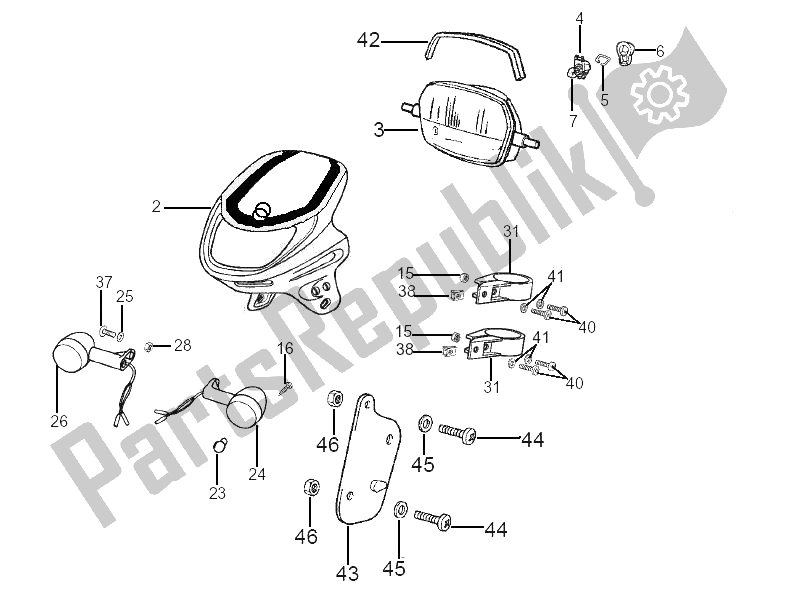 All parts for the Front Headlamps - Turn Signal Lamps of the Gilera SMT 50 2006