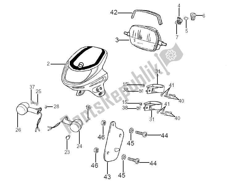 All parts for the Front Headlamps - Turn Signal Lamps of the Gilera SMT 50 2006