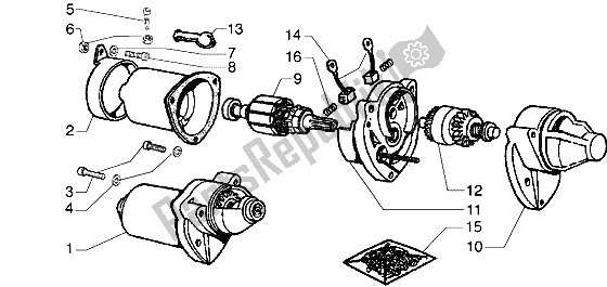 All parts for the Starting Motor of the Gilera GSM M Y 50 1998