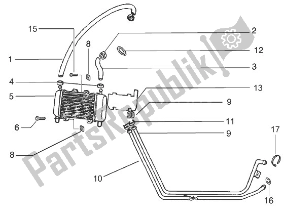 All parts for the Cooling System of the Gilera Runner 50 Pure JET 1998