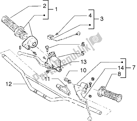 All parts for the Handlebars Component Parts of the Gilera GSM M Y 50 1998
