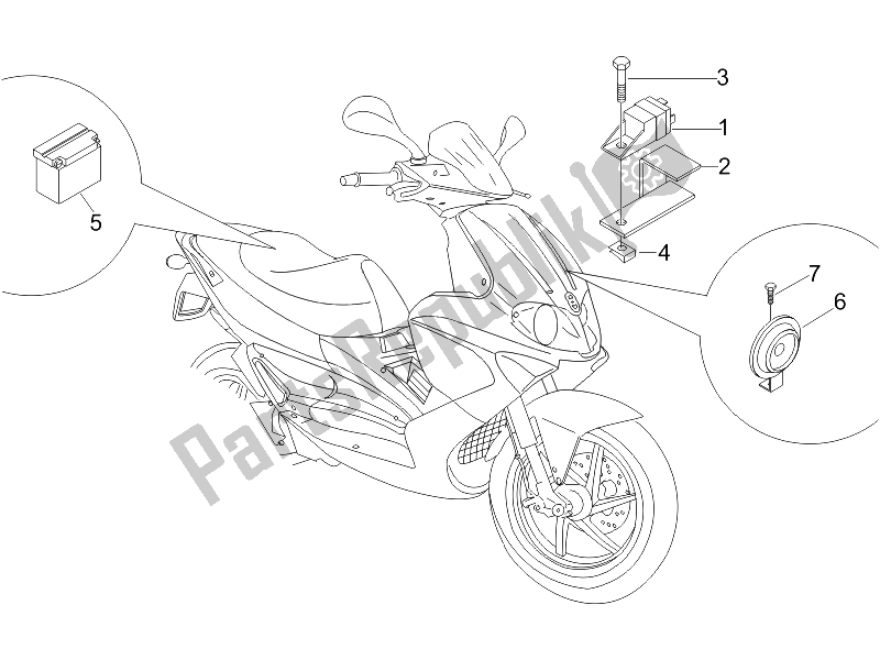 Todas las partes para Interruptores De Control Remoto - Batería - Bocina de Gilera Runner 200 VXR 4T E3 2006