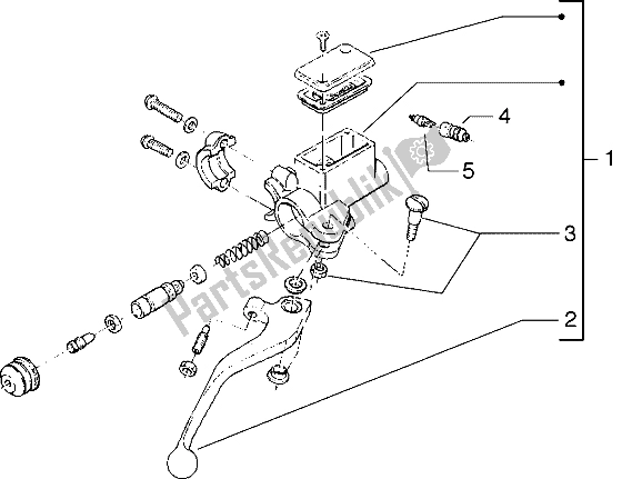 All parts for the Handlebars Component Parts (2) of the Gilera Zulu 50 1998