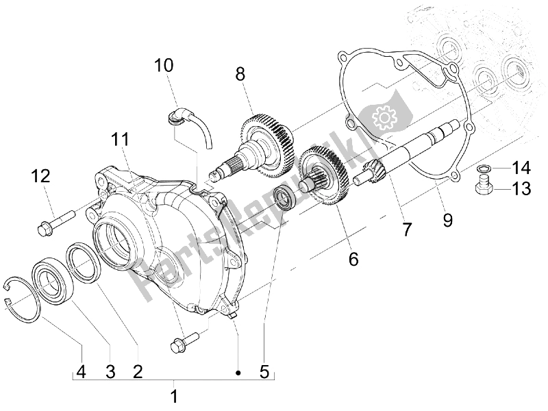 Toutes les pièces pour le Unité De Réduction du Gilera Runner 125 VX 4T E3 UK 2006