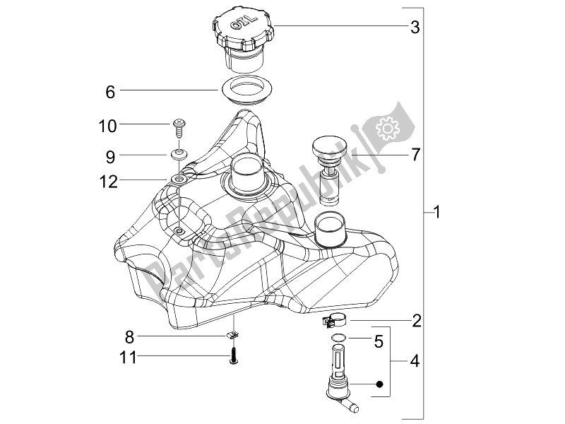 All parts for the Oil Tank of the Gilera Runner 50 SP 2008