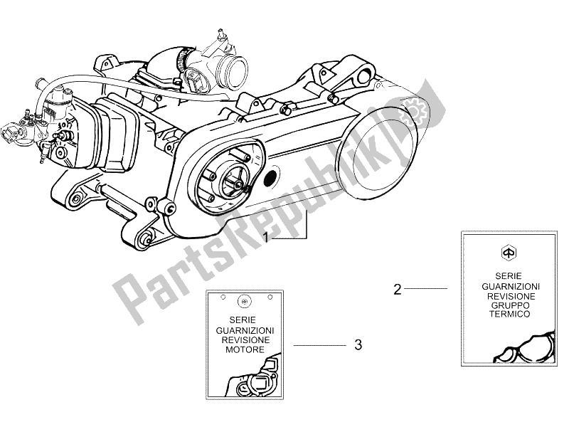 All parts for the Engine, Assembly of the Gilera Runner 50 Pure JET Race 2005