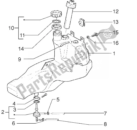 Tutte le parti per il Serbatoio Di Carburante del Gilera Stalker 50 1998