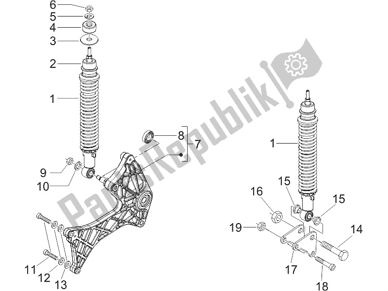 Toutes les pièces pour le Suspension Arrière - Amortisseur / S du Gilera Runner 200 VXR 4T 2005