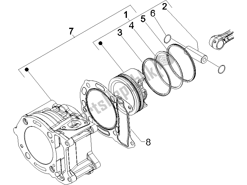 Toutes les pièces pour le Unité Cylindre-piston-axe De Poignet du Gilera Runner 125 VX 4T SC E3 UK 2006