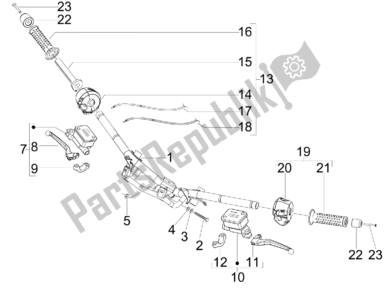 Toutes les pièces pour le Guidon - Master Cil. Du Gilera Nexus 300 IE E3 2008