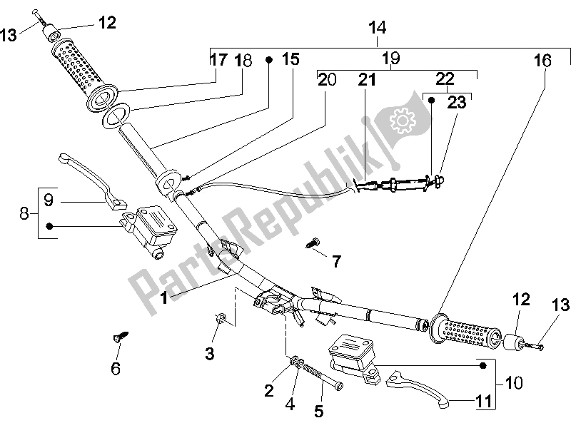 Toutes les pièces pour le Guidon - Master Cil. Du Gilera Runner 50 Pure JET UK 2005