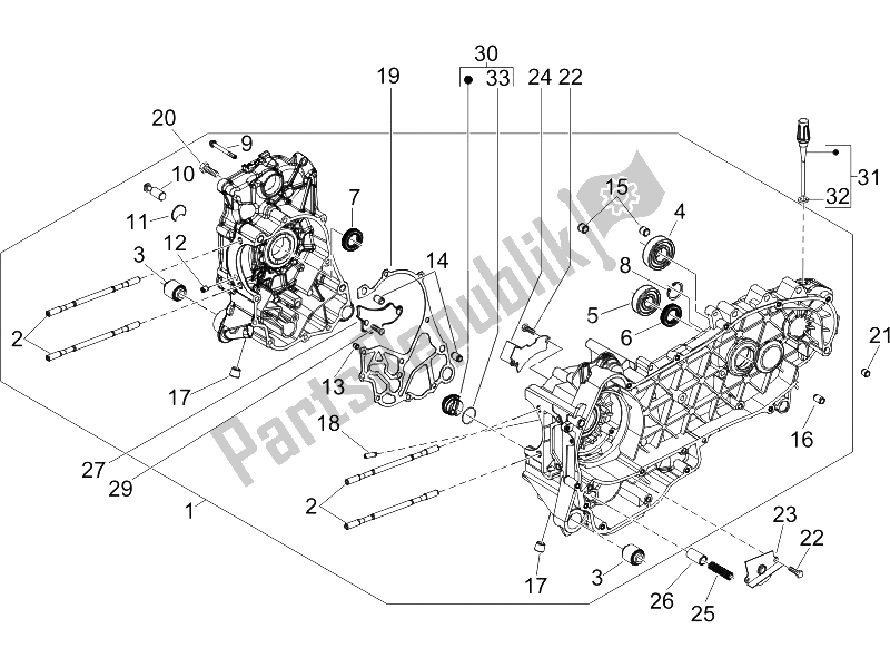 All parts for the Crankcase of the Gilera Runner 125 VX 4T SC E3 2006