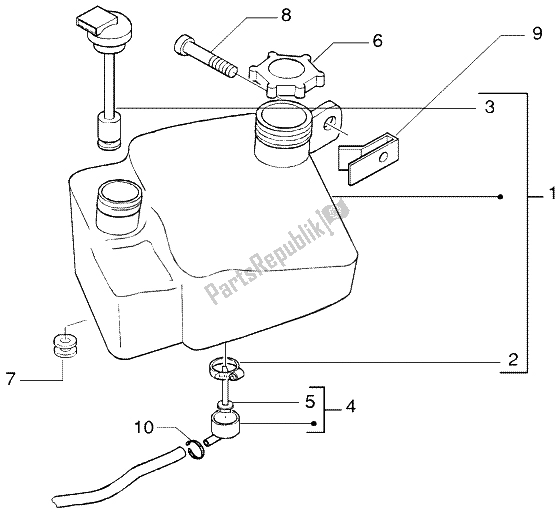 All parts for the Oil Mix Tank of the Gilera DNA M Y 50 1998