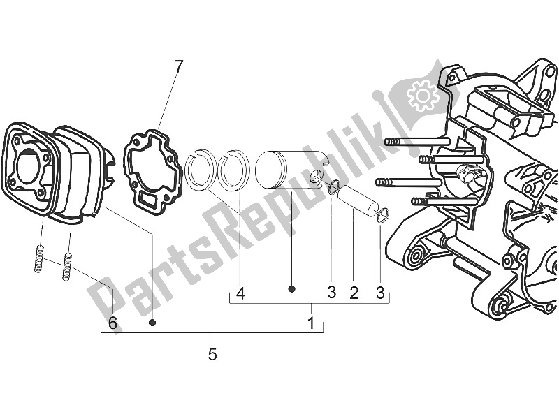 Tutte le parti per il Unità Perno Cilindro Pistone-polso del Gilera Runner 50 Pure JET 2005