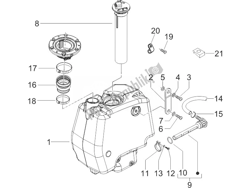 Toutes les pièces pour le Réservoir D'essence du Gilera Runner 125 VX 4T 2005