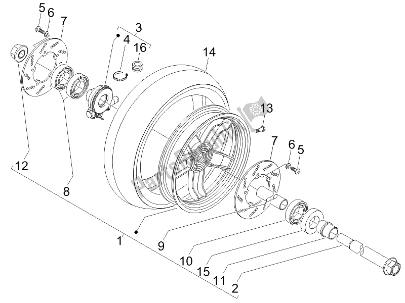 Toutes les pièces pour le Roue Avant du Gilera Nexus 500 E3 UK 2006