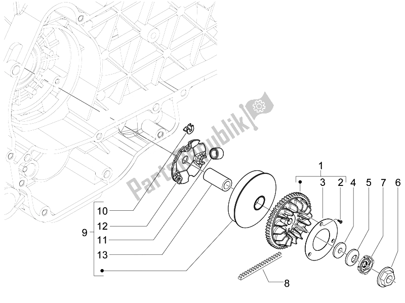 Toutes les pièces pour le Poulie Motrice du Gilera Runner 125 ST 4T E3 2008