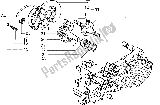 All parts for the Rear Wheel Shaft of the Gilera DNA 50 1998