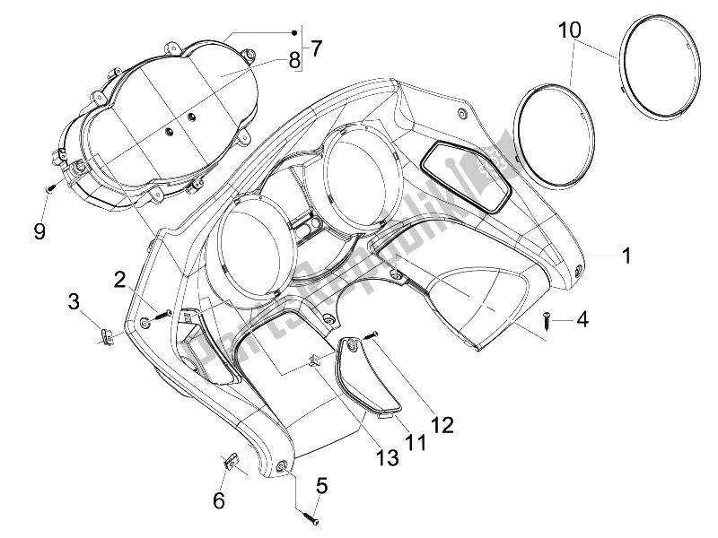 All parts for the Meter Combination-dashbord of the Gilera Fuoco 500 4T 4V IE E3 LT 2013