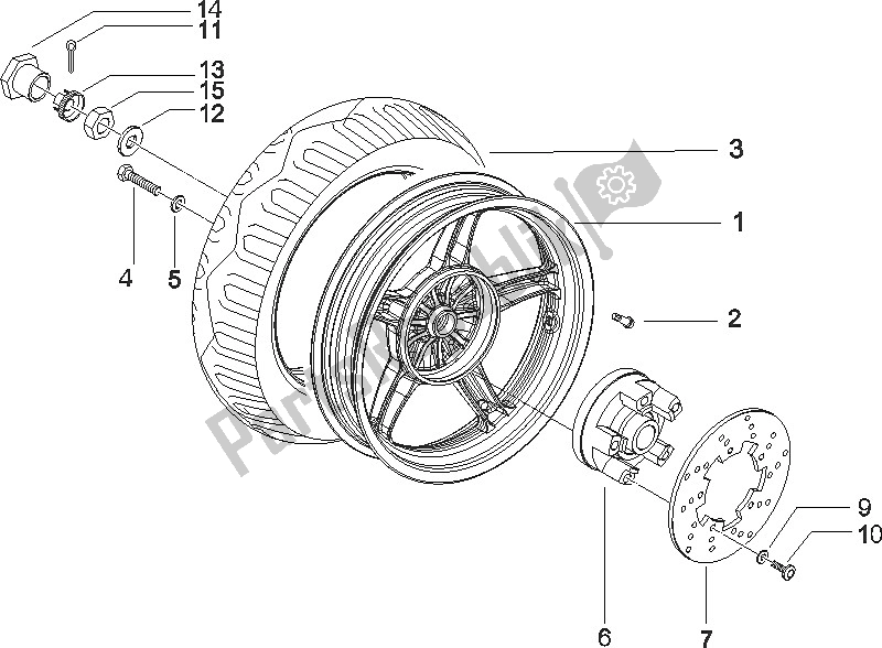 All parts for the Rear Wheel of the Gilera Runner 50 Pure JET 2005