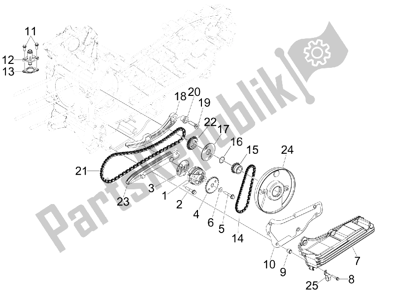 All parts for the Oil Pump of the Gilera Nexus 125 IE E3 2009